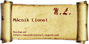 Mácsik Lionel névjegykártya