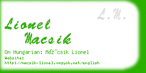 lionel macsik business card